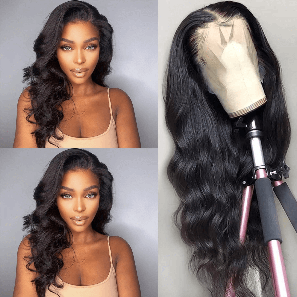 180% Density | Classy Natural Black Body Wave 13x4 Frontal Lace Side Part Long Wig 100% Human Hair