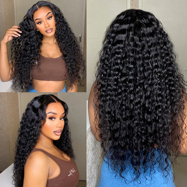 Crazy Wednesday | 180% Density | Water Wave 13x4 Frontal HD Lace Glueless Free Part Long Wig 100% Human Hair