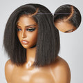 4C Edges | Ready-to-Wear Kinky Straight Bob Minimalist Lace Glueless Deep C Part Short Wig | Small Cap Size