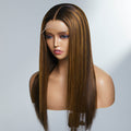 Limited Design | Brown Blonde Mix Silky Straight 5x5 Closure HD Lace Glueless Long Wig 100% Human Hair