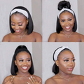 Throw On & Go | Affordable Headband Bob Wig 100% Human Hair (Get 2 Free Trendy Headbands)