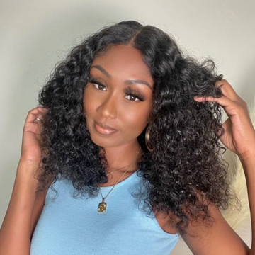 Crazy Wednesday | Natural Black Deep Wave / Loose Wave Minimalist HD Lace Short Wig 100% Human Hair