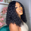 Crazy Wednesday | Natural Black Deep Wave / Loose Wave Minimalist HD Lace Short Wig 100% Human Hair