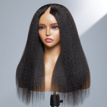 Protective V Part Glueless Long Wig 100% Human Hair (Kinky Straight / Body Wave / Jerry Curly)