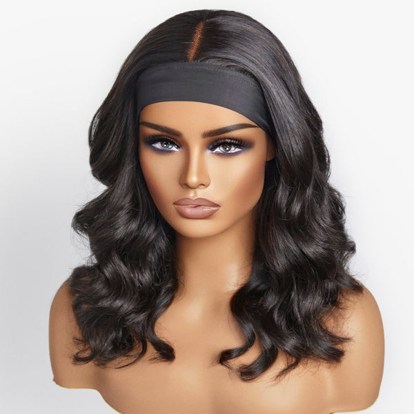 Loose Wave Glueless Mid Part Headband Long Wig With Top Lace 100% Human Hair (Get Free Trendy Headbands)