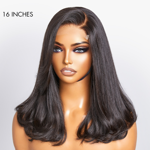 Limited Design | 90's Blowout 5x5 HD Lace Glueless C Part Long Wig with Bangs 100% Human Hair