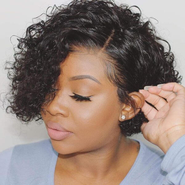 Deep Curly Wig Short Cut Undetectable Lace HD lace Wig Virgin Human Hair Wig