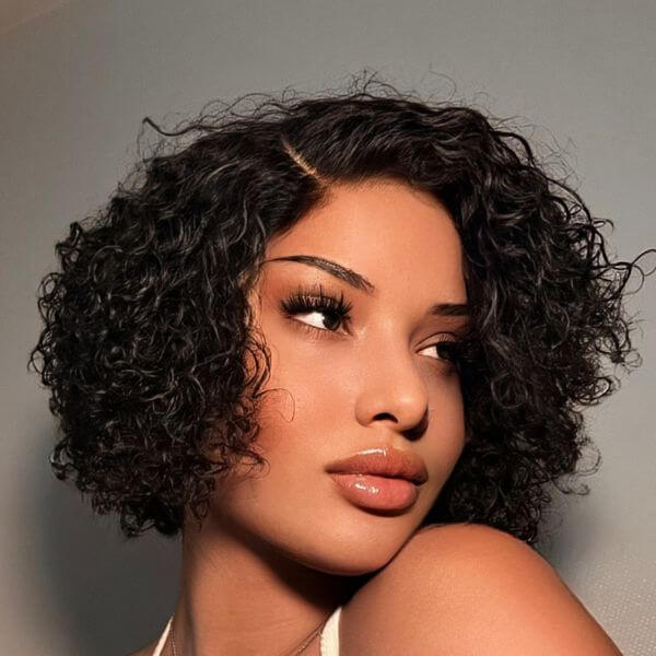 Deep Curly Wig Short Cut Undetectable Lace HD lace Wig Virgin Human Hair Wig