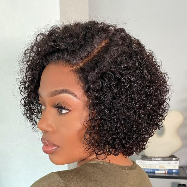 Short Cut Wig HD lace Undetectable Lace Wig Deep Curly Wig Pre-plucked Hairline Wig