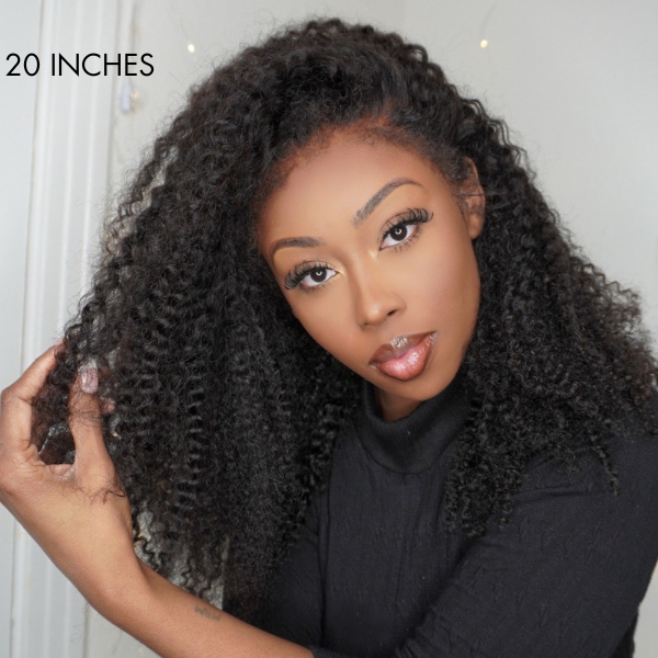 4C Edges | Realistic Kinky Edges Afro Curly Glueless Long Wig 100% Human Hair