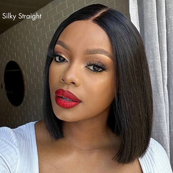 Put On & Go Straight Bob Minimalist HD Lace Glueless Mid Part Short Wig 100% Human Hair