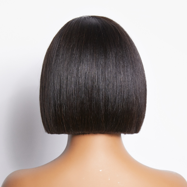 VIP Price | Put On & Go Blunt Cut Straight Bob Minimalist HD Lace Glueless C Part Wig