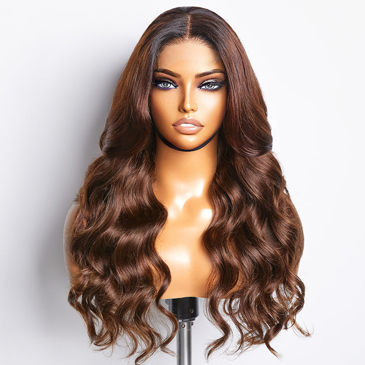 Beginner Friendly Ombre Brown Loose Wave Glueless 4x4 Closure Lace Wig