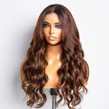 Beginner Friendly Ombre Brown Loose Wave Glueless 4x4 Closure Lace Wig