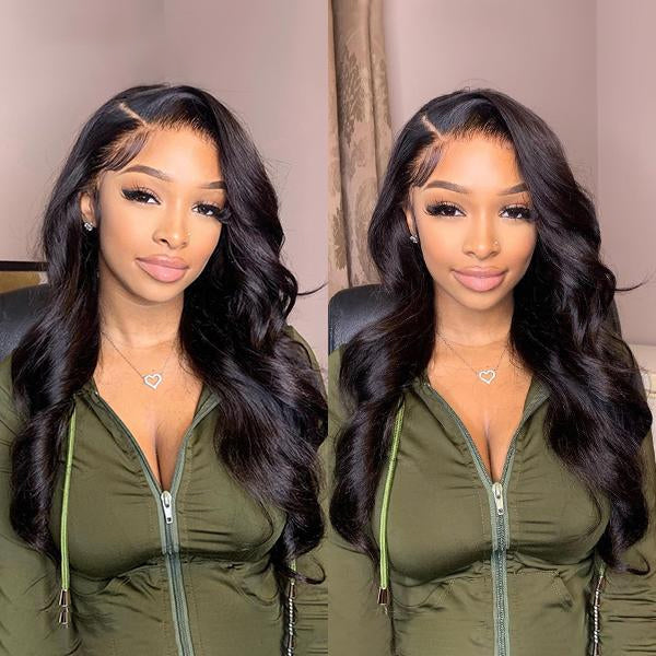 180% Density | Classy Natural Black Body Wave 13x4 Frontal Lace Side Part Long Wig 100% Human Hair