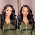 180% Density | Classy Natural Black Body Wave 13x4 Frontal Lace Side Part Long Wig 100% Human Hair