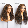 Brown Highlights Funmi Curly Glueless 5x5 Closure Lace Wig Beginner Friendly | Large & Small Cap Size