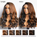 r 180% Density | Trendy Brown with Black Peekaboo Loose Wave Glueless 5x5 Closure Lace Wig