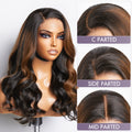 r 180% Density | Trendy Brown with Black Peekaboo Loose Wave Glueless 5x5 Closure Lace Wig