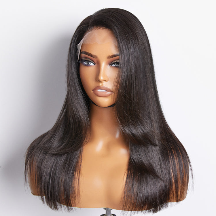 Limited Design | Layered Bangs Silky Straight Glueless 5x5 Closure HD Lace Wig