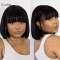 Exclusive Discount | Put On And Go Realistic Glueless Yaki Straight Bob With Bangs Minimalist Undetectable HD Lace Wig 100% Human Hair