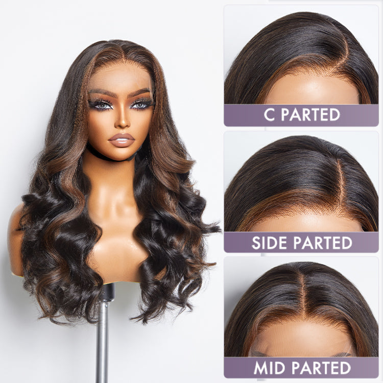 Classic and Chic Brown Highlights Loose Body Wave Glueless 5x5 Closure Lace Wig