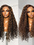 Brown Highlights Funmi Curly Glueless 5x5 Closure Lace Wig Beginner Friendly | Large & Small Cap Size