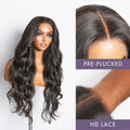 180% Density | Natural Black Loose Body Wave 5x5 Closure HD Lace Glueless Mid Part Long Wig | Large & Small Cap Size