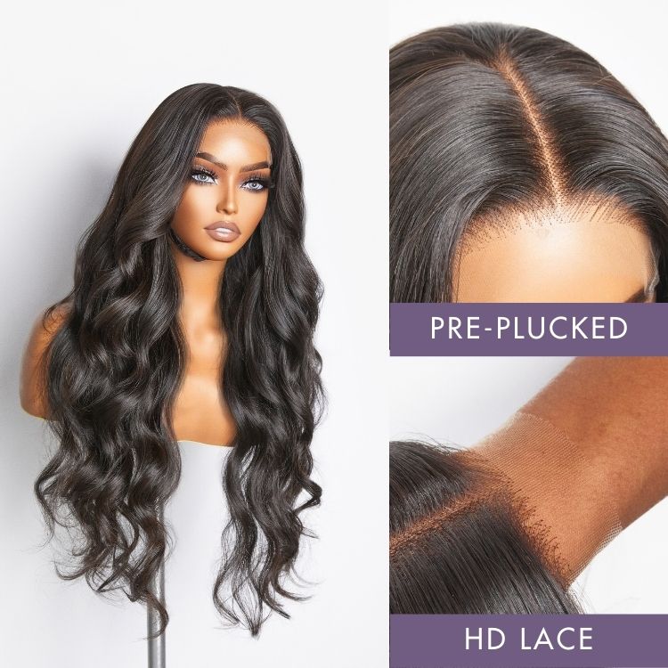 Special Deal | Natural Black Loose Body Wave 5x5 Closure HD Lace Glueless Mid Part Long Wig | Large & Small Cap Size