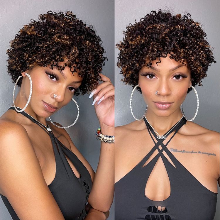 Ready to Go Blonde Highlights Afro Curls Light Weight Glueless Short Wig