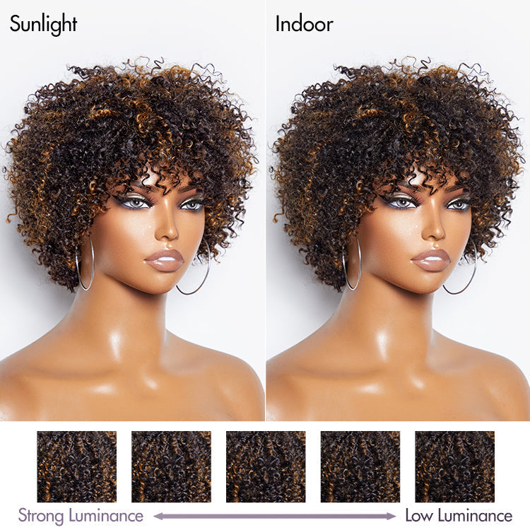 Ready to Go Blonde Highlights Afro Curls Light Weight Glueless Short Wig