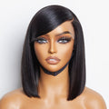 VIP Price | Swoop Bangs Breathable Cap Deep Left C Part Silky Straight Glueless 5x5 Closure Lace Wig