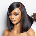 VIP Price | Swoop Bangs Breathable Cap Deep Left C Part Silky Straight Glueless 5x5 Closure Lace Wig