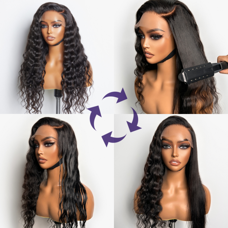 Wet and Wavy Loose Ocean Wave C Part Glueless 5x5 Closure Lace Wig