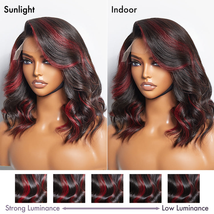 Limited Design | Red Highlight Bouncy Loose Wave Glueless 5x5 Closure HD Lace Wig