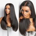 Layered Cut Soft Silky Straight Ear-to-ear Mid Part Glueless 5x5 Closure Lace / 13x4 Frontal Lace Wig