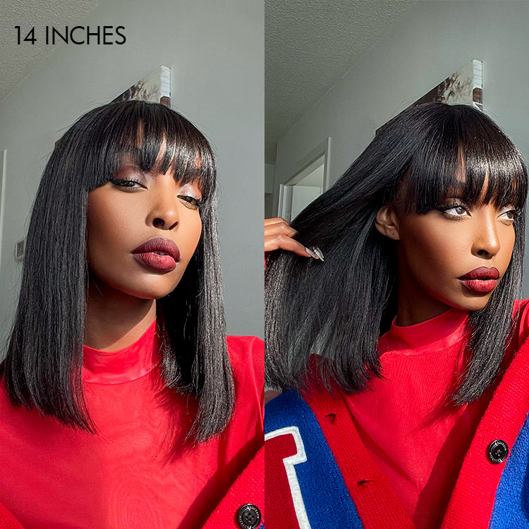 Glueless Yaki Straight Bob Minimalist Lace Wig