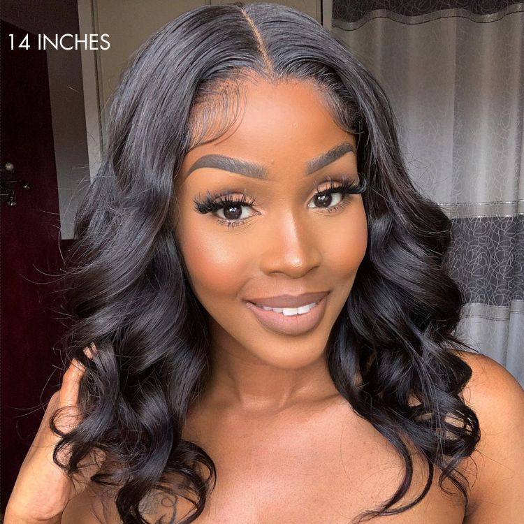 180% Density | Natural Black Loose Body Wave 5x5 Closure HD Lace Glueless Mid Part Long Wig | Large & Small Cap Size