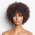 Dark Red / Natural Black Highlight Afro Curls Glueless Ready to Go Wig Beginner Friendly