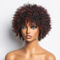 Dark Red / Natural Black Highlight Afro Curls Glueless Ready to Go Wig Beginner Friendly