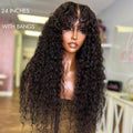 Deep Wave 4x4 Closure Lace Glueless Mid Part Long Wig 100% Human Hair