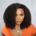 Brown Highlight Deep Side Part Afro Glueless 5x5 Closure Lace Wig Breathable Cap