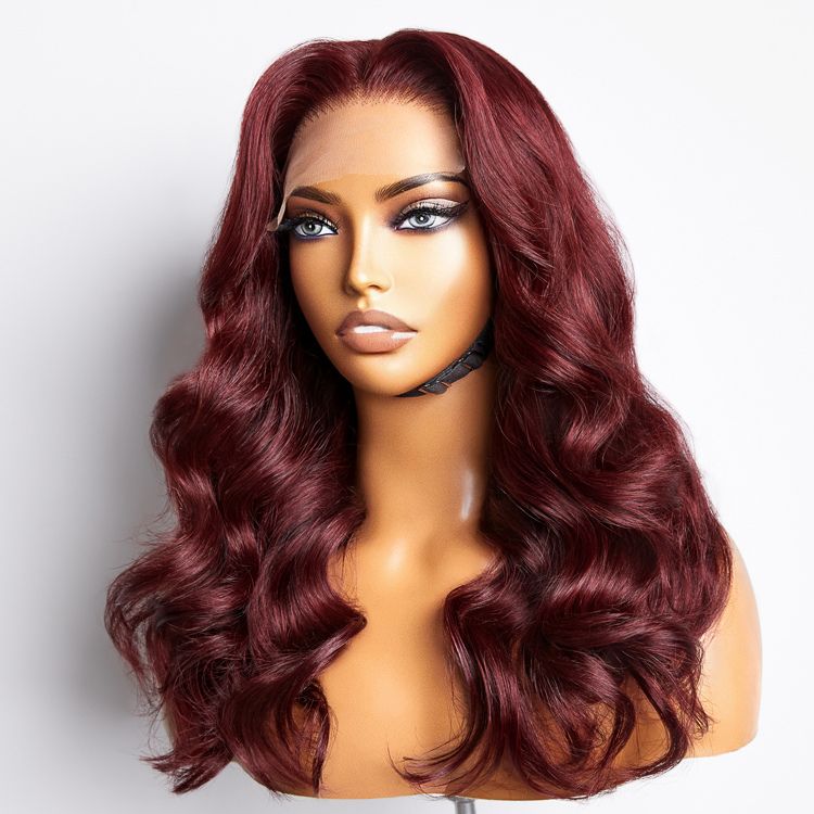 VIP Price | Elegant Dark Red Loose Wave 5x5 Closure Lace Wig Summer Chic