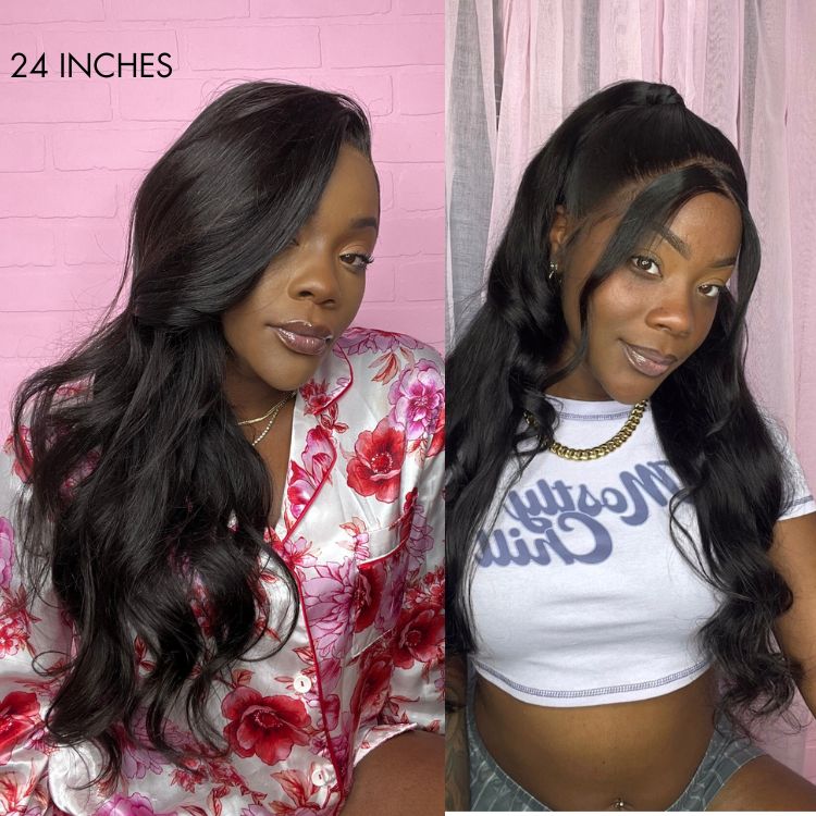 Newbie Only | Glueless 13x6 Frontal Lace Natural Black Body Wave Side Part Long Wig 100% Human Hair