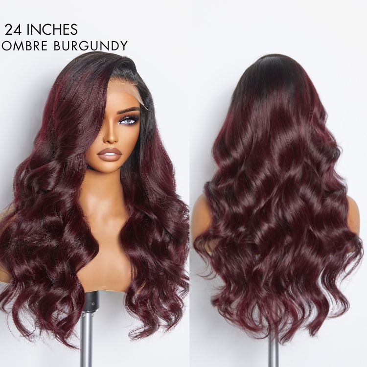 Chic Dark Burgundy 99J Body Wave 5x5 Closure Lace Glueless Wig 100% Human Hair