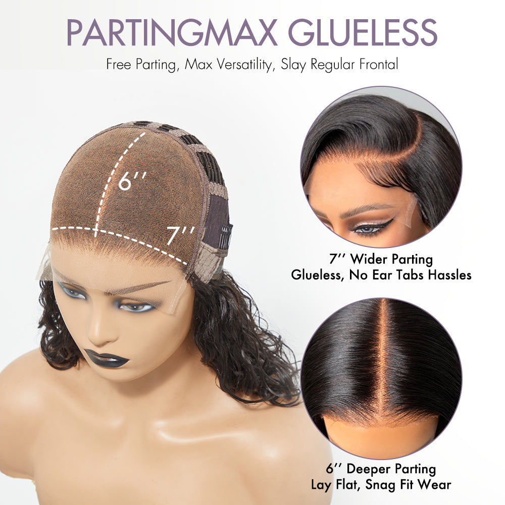 PartingMax Glueless Wig Water Wave 7x6 Closure HD Lace 100% Human Hair Wig Ready to Go