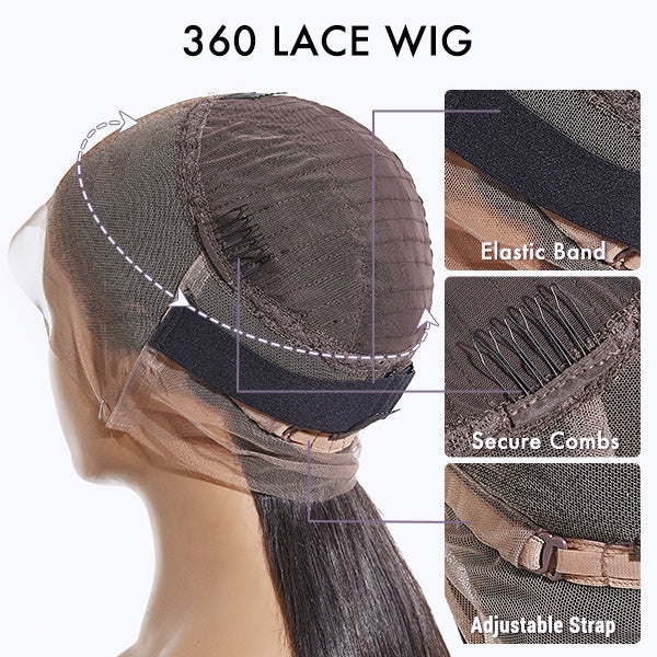 Silky Straight 360 Lace Long Wig 100% Human Hair Pre-bleached & Pre-plucked