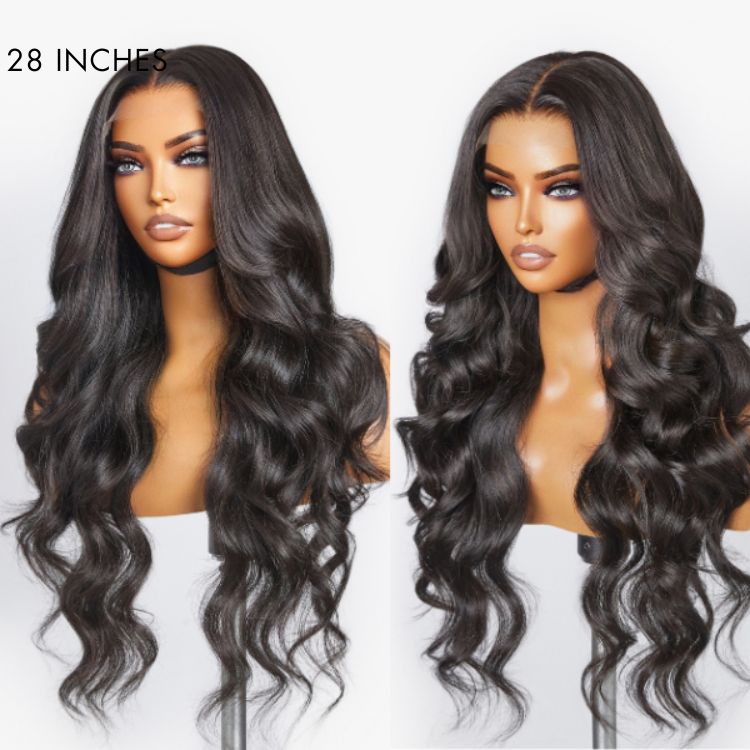 Trendy Layered Cut Loose Body Wave 5x5 Closure HD Lace Glueless Mid Part Long Wig 100% Human Hair