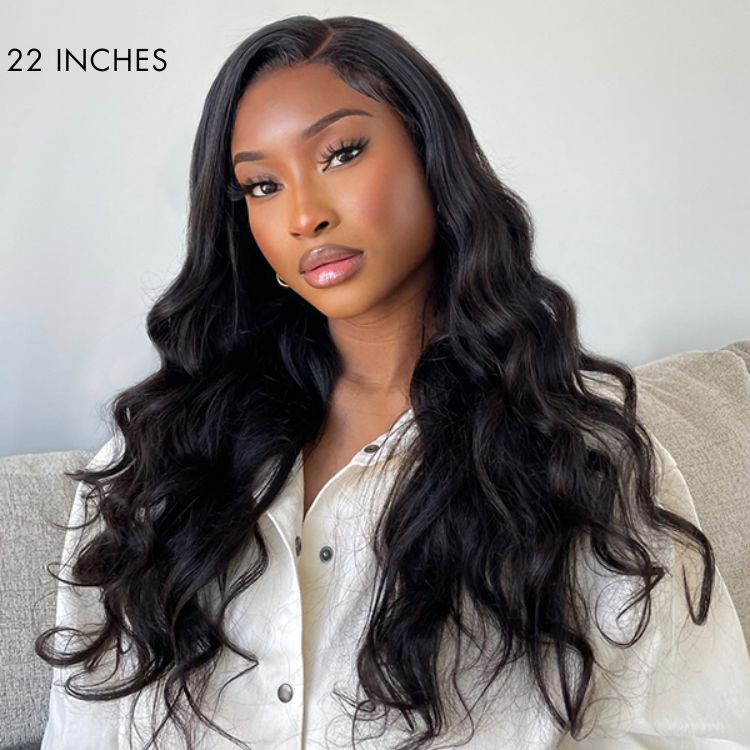 Newbie Only | Glueless 13x6 Frontal Lace Natural Black Body Wave Side Part Long Wig 100% Human Hair