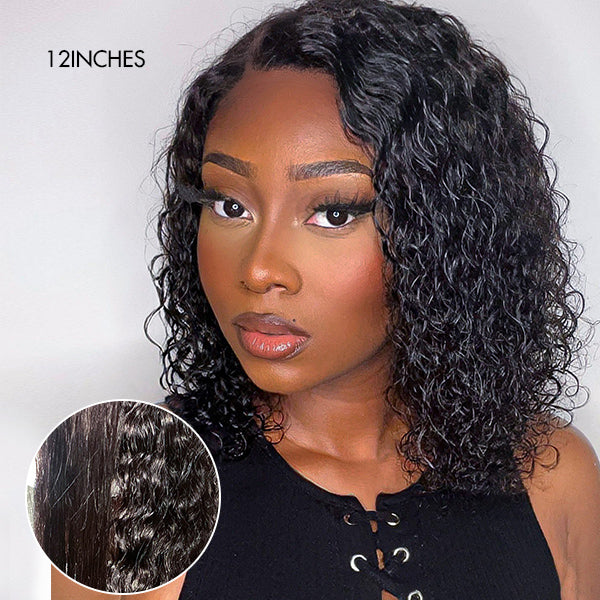 Win Back | Wet and Wavy | Water Wave 4x4 Closure Lace Glueless Side Part Short Wig 100% Human Hair